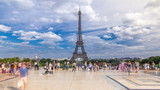 Fototapeta Boho - Famous square Trocadero with Eiffel tower in the background timelapse .