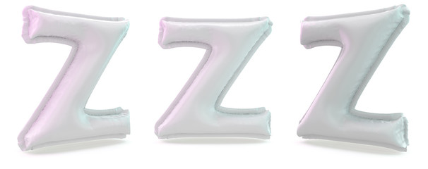 Sticker - Capital letter Z. Uppercase. Inflatable white balloon on background. 3D