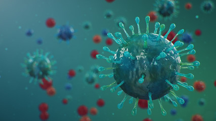 Wall Mural - 3d illustration coronavirus concept under the microscope. spread of the virus within the human. epid