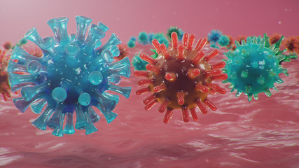 Wall Mural - 3d illustration coronavirus concept under the microscope. spread of the virus within the human. epid