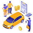 Sale Insurance Rental Sharing Car Isometric