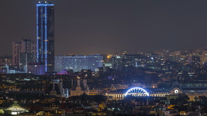 Canvas Print - Beautiful Paris night cityscape timelapse seen from Montmartre. Paris, France