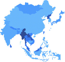 Canvas Print - Circle Geometry East Asia map.All elements are separated in editable countries. Vector illustration EPS10.