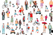 Leinwandbild Motiv Crowd of people  illustration, seamless pattern of kids, men and women