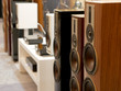 HiFi Stereo stylish speakers. Detail view of Stereo speakers.