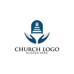 Wall Mural - Church Logo template, Christian symbols. The Cross of Jesus,with hand, vector Illustration