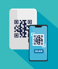 scan qr code with smartphone vector illustration design
