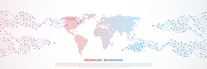 Wall Mural - Global network connection.Abstract background technology graphic design. Network wireless systems and internet . Big data .Global network high speed connection data rate technology