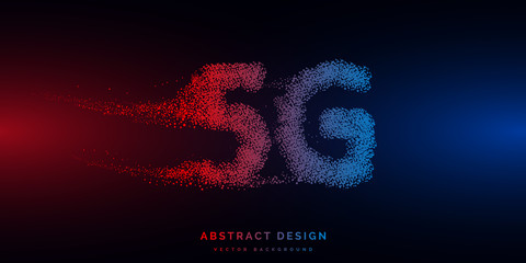 Wall Mural - points are connected and create a sign 5g network wireless internet. technology and network concept.
