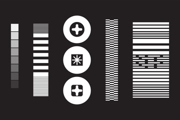 Wall Mural - universal geometric shapes set. design forms on black background