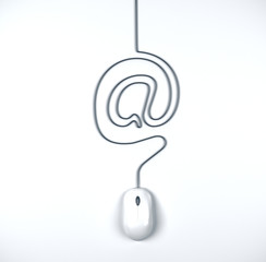 Wall Mural - Computer and cables in form of e-mail symbol