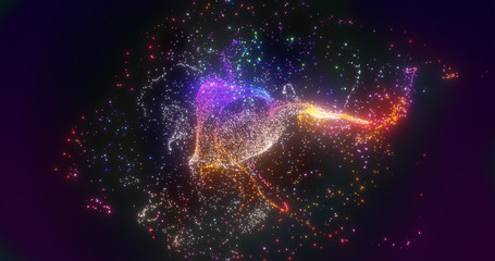 Wall Mural - Abstract glowing particles in space on digital background