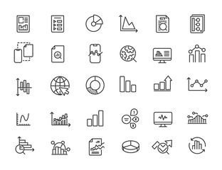 Wall Mural - Set of linear analysis icons. Infographic icons in simple design. Vector illustration