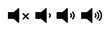 Sound volume set of icons. Vector isolated black audio icons or symbols. Speaker volume icon -audio voice sound symbol media music.