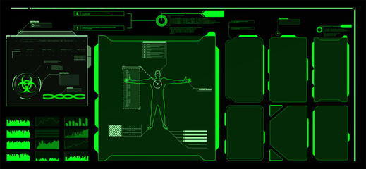 Wall Mural - Futuristic Vector HUD Interface Screen Design. Digital callouts titles. HUD UI GUI futuristic user interface screen elements set. High tech screen for video game. Sci-fi concept design.