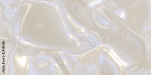 Fotomural glossy whitefluid glossy mirror water effect background backdrop texture 3d rend
