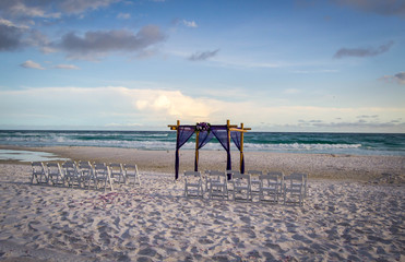 Wedding arch posts on the beach