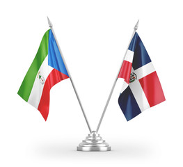 Dominican Republic and Equatorial Guinea table flags isolated on white 3D rendering