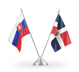 Dominican Republic and Slovakia table flags isolated on white 3D rendering