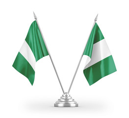 Nigeria table flags isolated on white 3D rendering