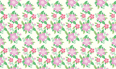 Poster - Beautiful wallpaper for spring, with seamless leaf and floral pattern background design.