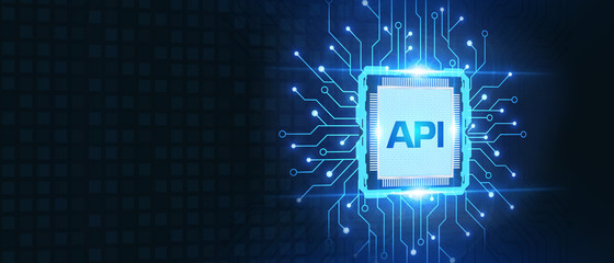 API - Application Programming Interface. Software development tool. Business, modern technology, internet and networking concept.