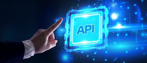 API - Application Programming Interface. Software development tool. Business, modern technology, internet and networking concept.