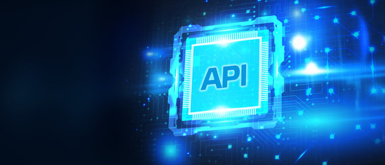 API - Application Programming Interface. Software development tool. Business, modern technology, internet and networking concept