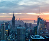 Fototapeta  - Night view of New York Manhattan during sunset