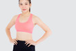 © NT_studio - Beautiful portrait young asian woman in sport clothes with satisfied and confident isolated on white background, asia girl cheerful have shape and wellness, exercise for fit with health concept.
