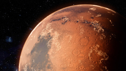 Wall Mural - orbiting planet mars. high quality 3d illustration