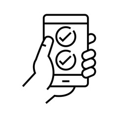 Mobile app testing line icon, concept sign, outline vector illustration, linear symbol.