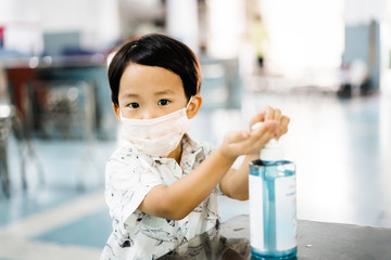 Asia little boycough.Virus protection concept.