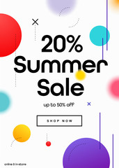 Poster - 20% OFF Spring Season Sale Online Shopping Newsletter Ad Promo Campaign. Coupon, Voucher, Banner Design Concept. Minimal banner with Shop Now Button.