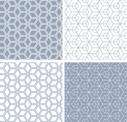 Seamless geometric pattern.s set. 3D illusion.