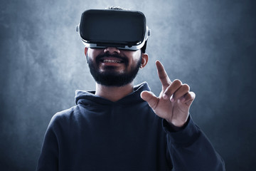 Poster - Man wearing virtual reality headset