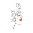© CoCoArt_Ua - Trendy abstract one line woman face with flower and leaves. Continuous line print for poster, card, t-shirt etc. Vector illustration on white background.
