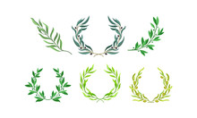 Wreaths Of Leaves And Branches With Separate Twigs Vector Set