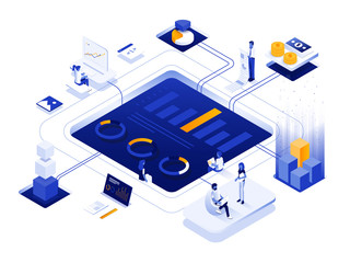 Wall Mural - modern isometric illustration design -digital marketing