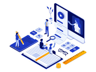 Wall Mural - modern isometric illustration design - online education