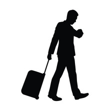 Business Man With Suitcase Silhouette