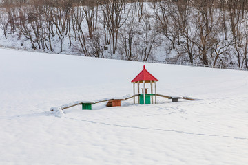 Wall Mural - Daegwallyeong Sky sheep Ranch in Gangwon Province in winter Snowfall