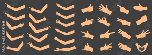 Cuadros en Lienzo Creative vector illustration of gesturing hands, arm, finger sign set isolated on background