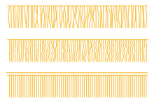 Creative Vector Illustration Of Fringe Trim, Garment Frills, Textile Fringe, Raw Cloth Edge Isolated On Transparent Background. Design Knotted Fringe Template. Abstract Concept Textile Border Element