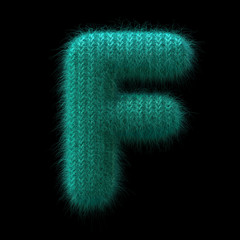 wool letter F - Upper-case 3d knitted font - suitable for Winter, knitting or wool related subjects