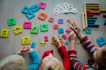 Wall Mural - kids learning numbers, abacus calculation, education concept