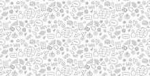 Social Media Sketch Vector Seamless Doodle Pattern  Gray Icons On A White Background