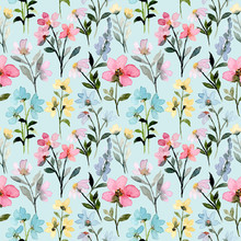 Wild Floral Watercolor Seamless Pattern