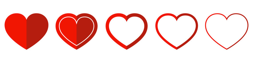 Wall Mural - set of love symbols isolated. heart vector icons.
