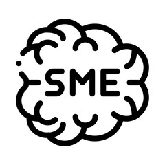 Sticker - Human Brain Sme Business Icon Thin Line Vector. Sme Direction Of Thinking, Mind Anatomy Organ Concept Linear Pictogram. Monochrome Outline Sign Isolated Contour Symbol Illustration